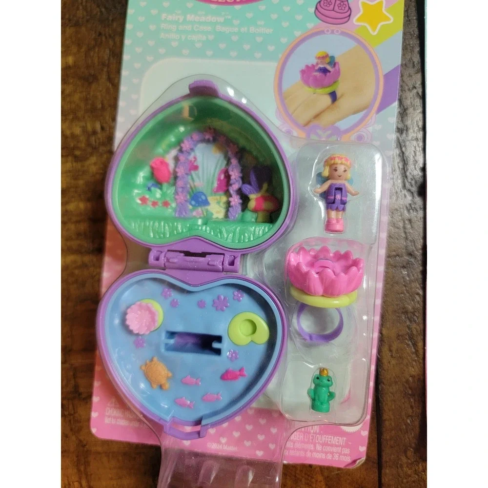 Polly Pocket Keepsake Collection Fairy Meadow Stardream Ring Kids Purple New 2pk